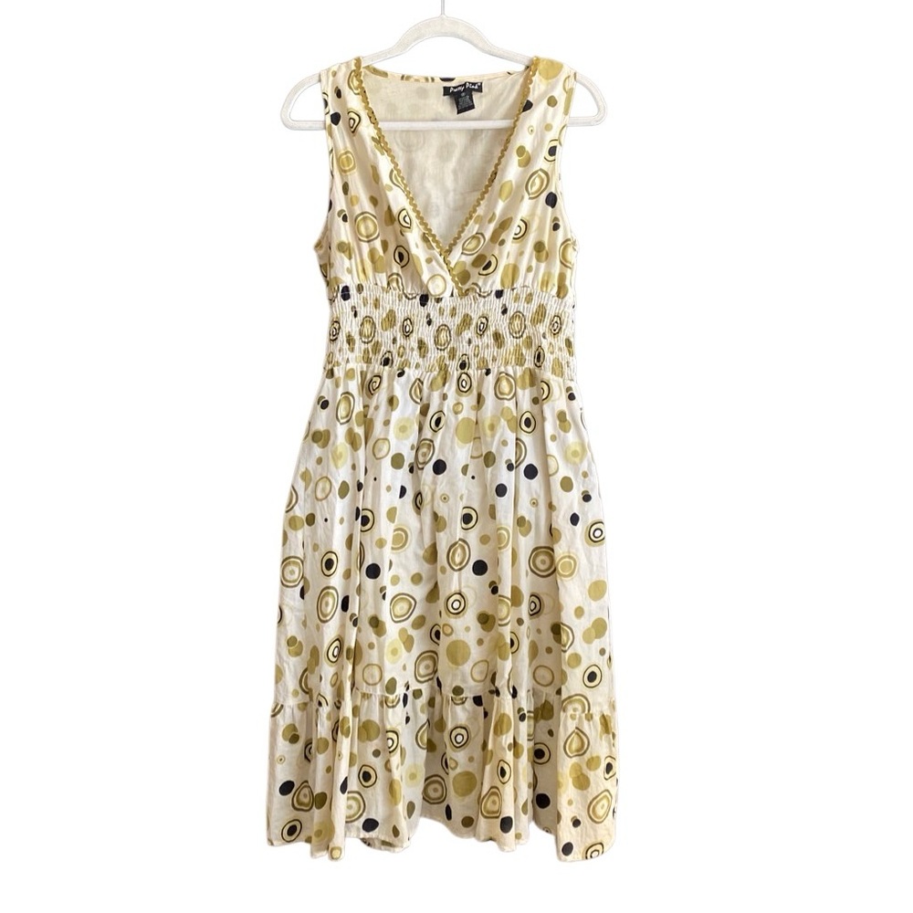 Pretty Pink 100% Cotton Printed Sleeveless Dress. Size Medium